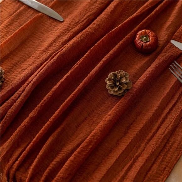 Terracotta Rust Table Runner 10 FT Cheesecloth Gauze Fall Thanksgiving Decor - Picture 4 of 7
